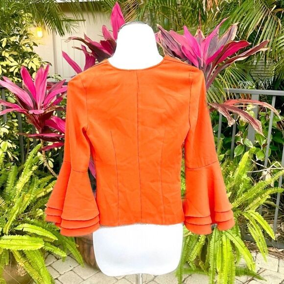Bebe Orange Tiered Bell Sleeve Blouse - Picture 3 of 8